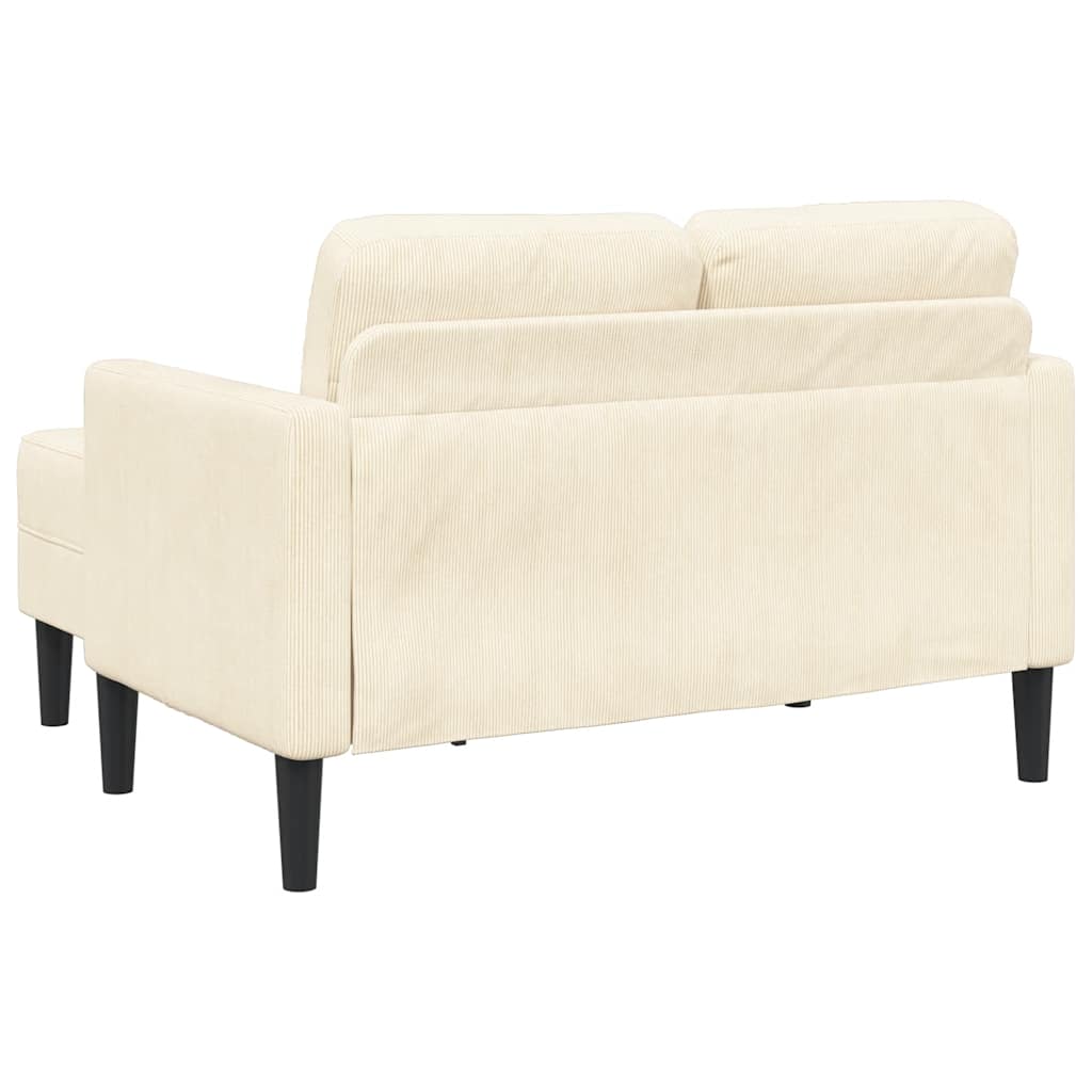 Divano 2 Posti Con Chaise Longue A L Crema 125 Cm Lino - Image 4
