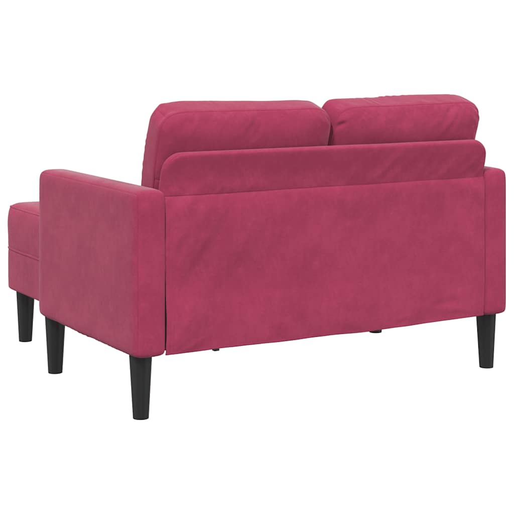 Divano 2 Posti Con Chaise Longue A L Rosso Vino 125 Cm Velluto - Image 5
