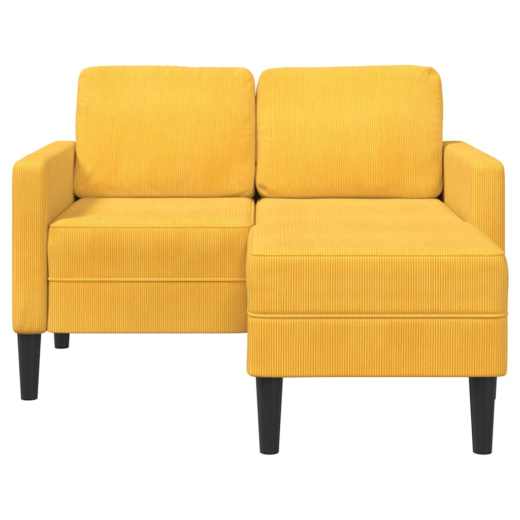 Divano 2 Posti Con Chaise Longue A L Giallo Chiaro 125 Cm Lino - Image 3