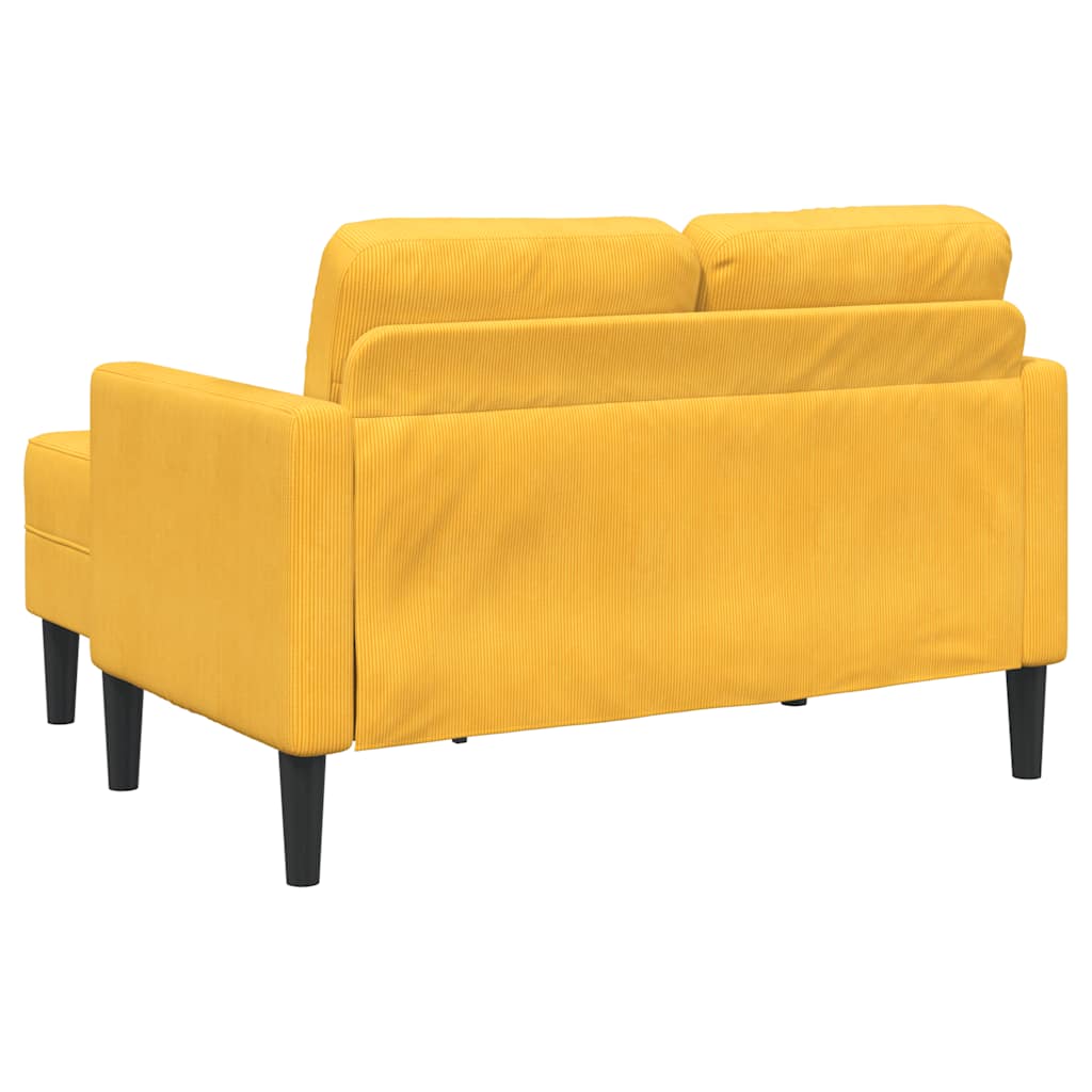 Divano 2 Posti Con Chaise Longue A L Giallo Chiaro 125 Cm Lino - Image 4