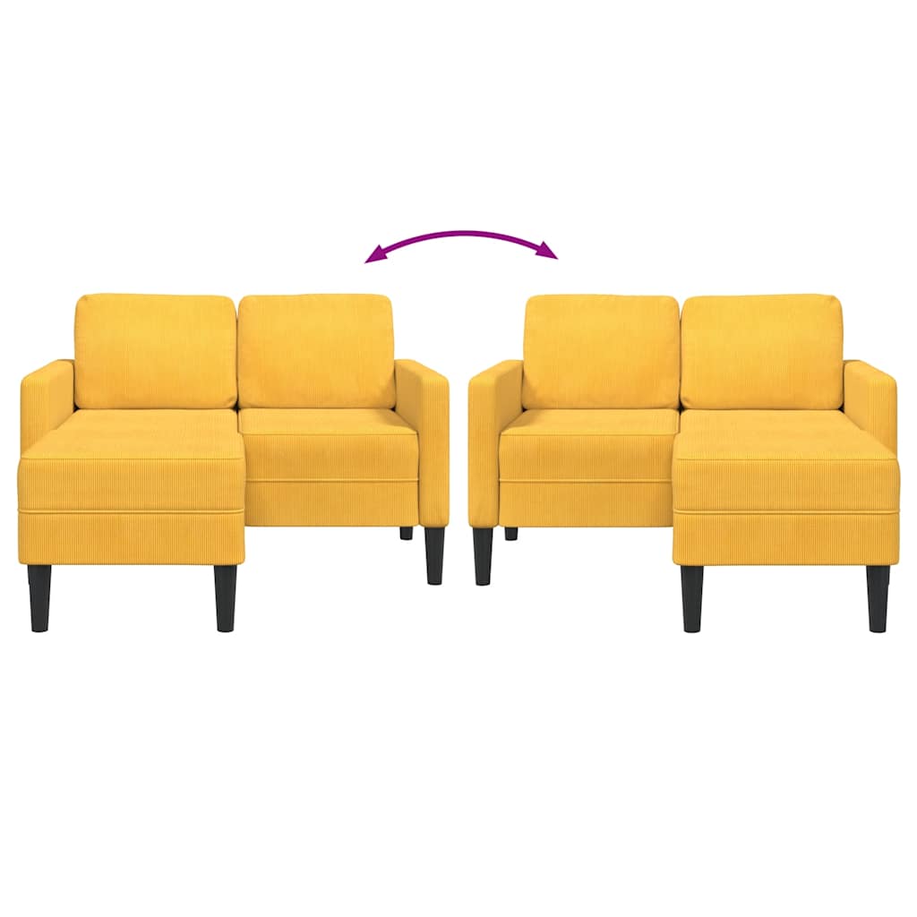 Divano 2 Posti Con Chaise Longue A L Giallo Chiaro 125 Cm Lino - Image 5