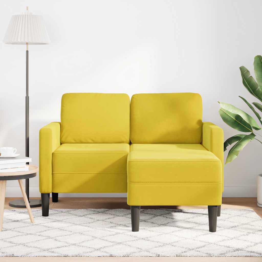 Divano 2 Posti Con Chaise Longue A L Giallo 125 Cm Velluto - Image 3