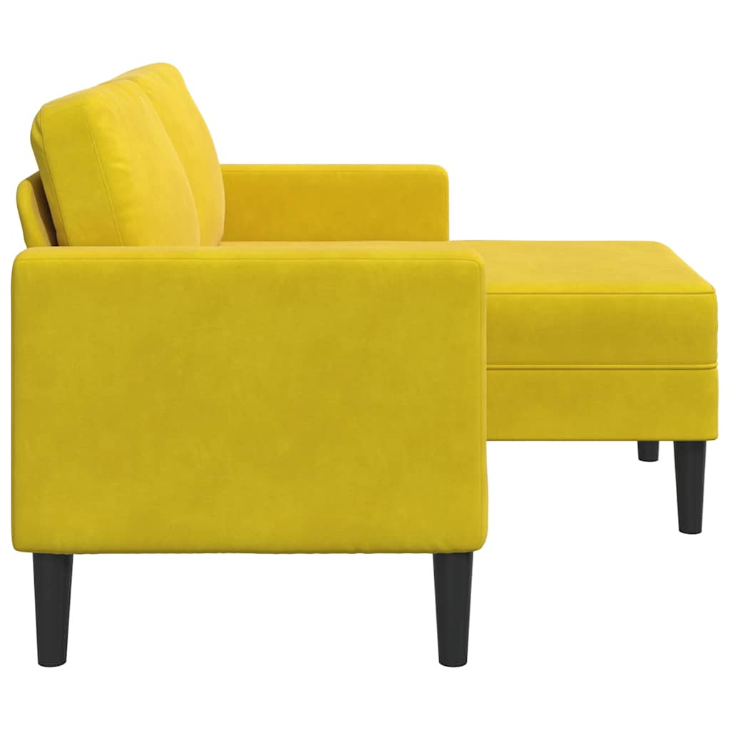 Divano 2 Posti Con Chaise Longue A L Giallo 125 Cm Velluto - Image 4