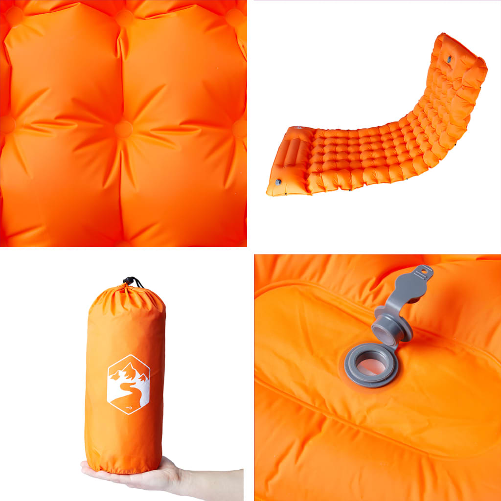 Materasso Campeggio Autogonfiabile Cuscini 1 Persona Arancio - Image 4