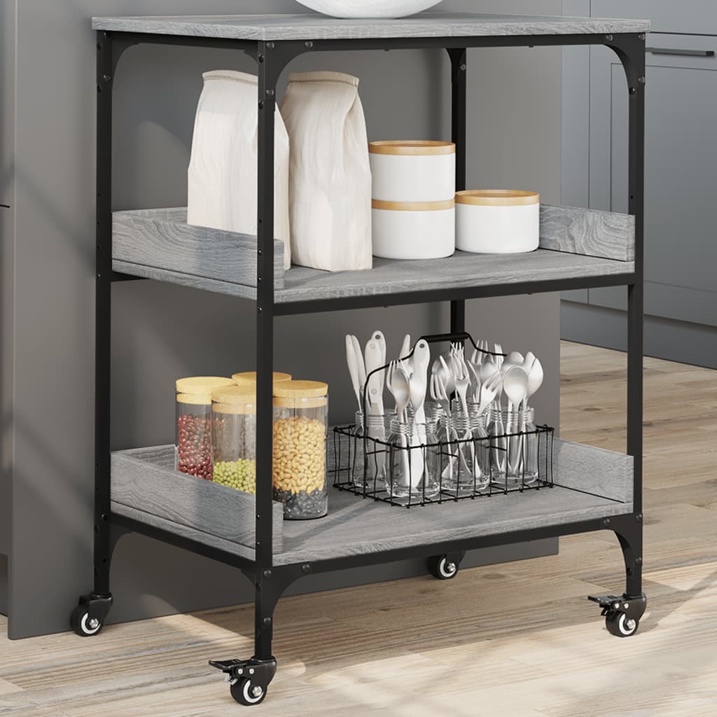 Carrello Da Cucina Grigio Sonoma 60x41x80,5cm Legno Multistrato