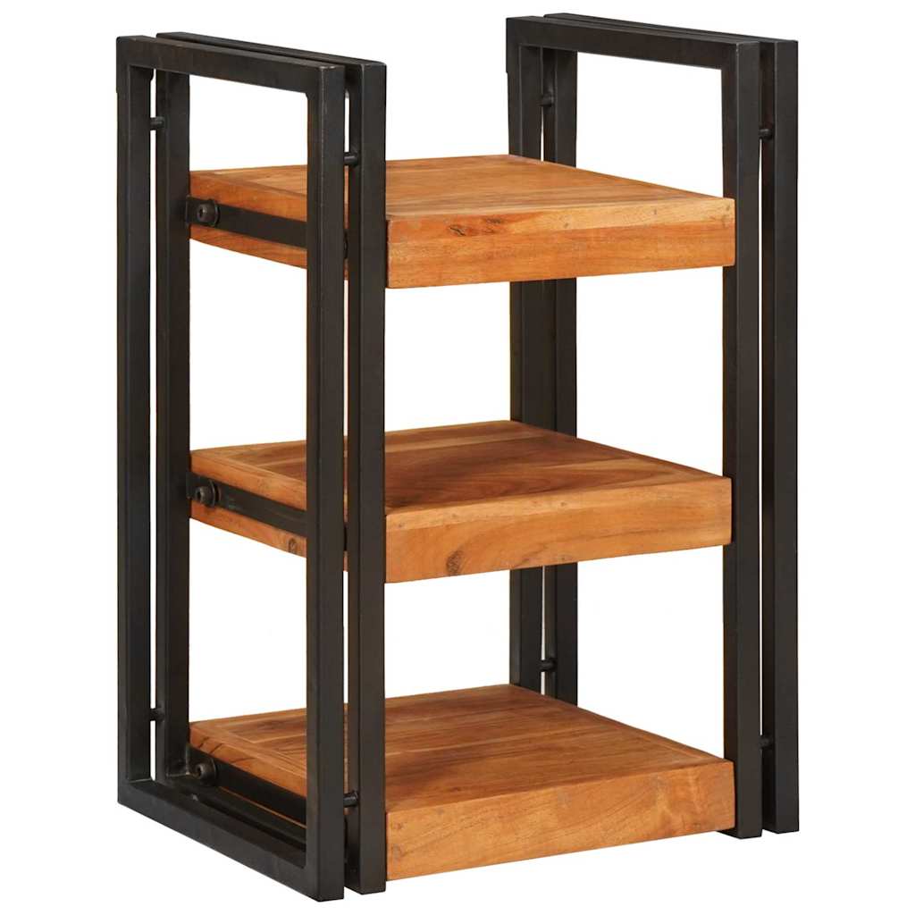 Comodino 2 Pcs Marrone E Nero Legno Massello Di Acacia - Image 3