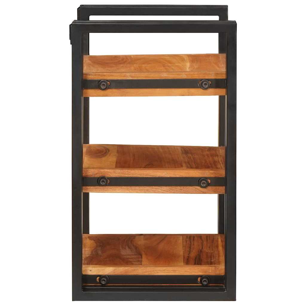 Comodino 2 Pcs Marrone E Nero Legno Massello Di Acacia - Image 6
