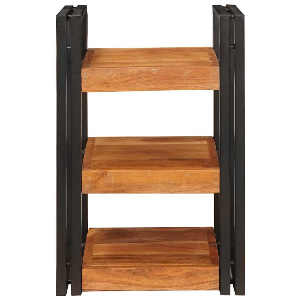 Comodino 2 Pcs Marrone E Nero Legno Massello Di Acacia - Image 5