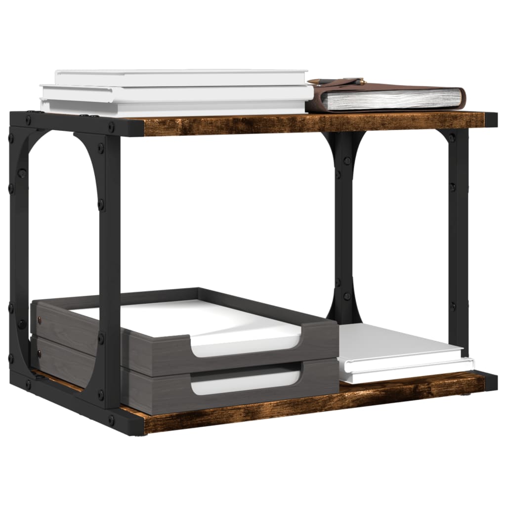 Supporto Stampante 2 Livelli Rovere Fumo 41x28x33,5 Multistrato - Image 5