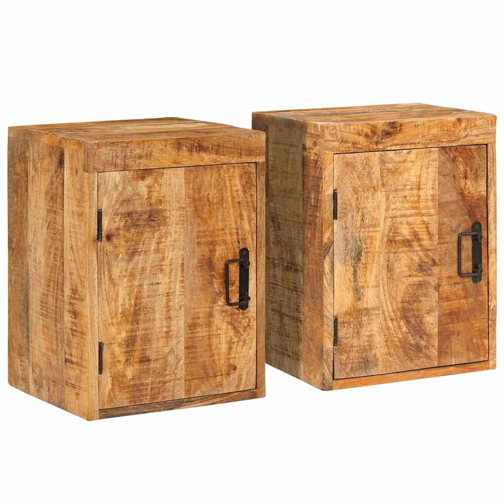 Comodino 2 Pcs Marrone 35 X 33 X 48 Cm Legno Di Mango Massello