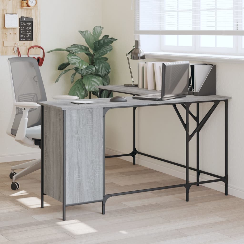 Scrivania Grigio Sonoma 141x141x75 Cm In Legno Multistrato