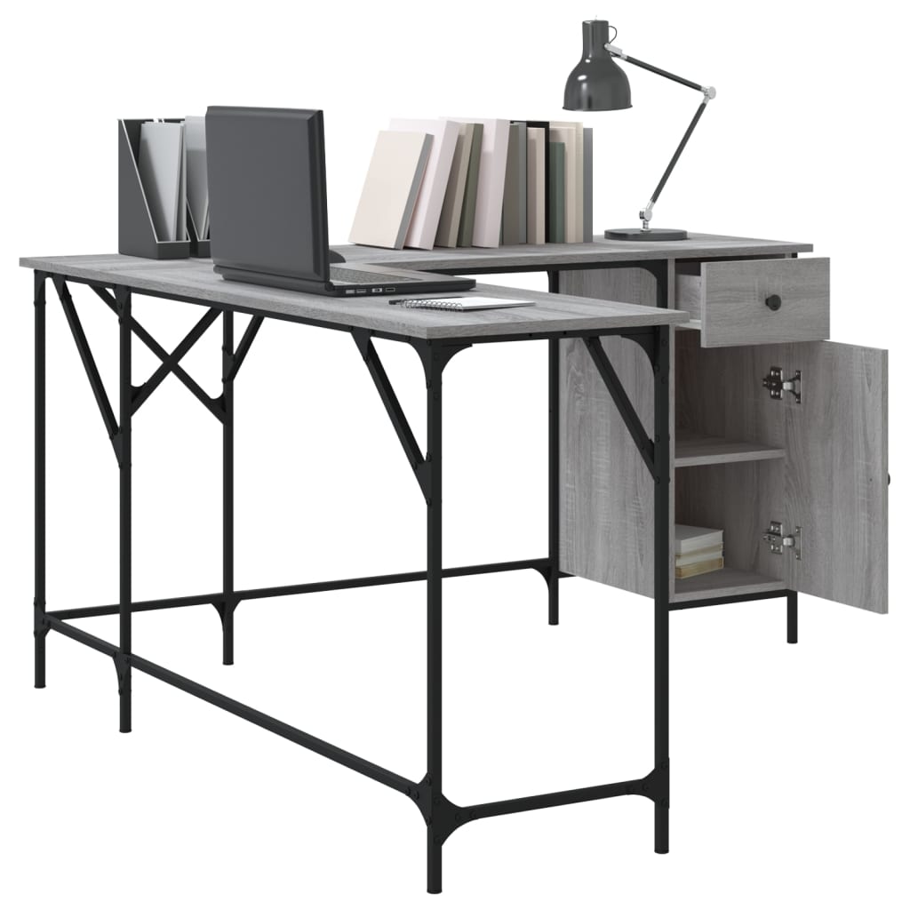 Scrivania Grigio Sonoma 141x141x75 Cm In Legno Multistrato - Image 3