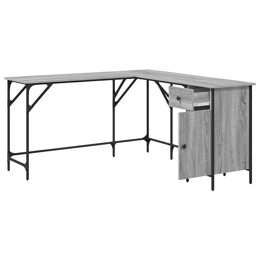 Scrivania Grigio Sonoma 141x141x75 Cm In Legno Multistrato - Image 4