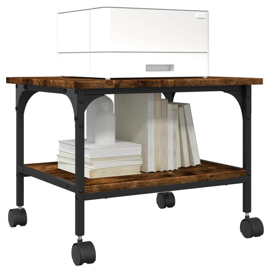 Supporto Stampante 2 Livelli Rovere Fumo 50x40x38cm Multistrato - Image 4