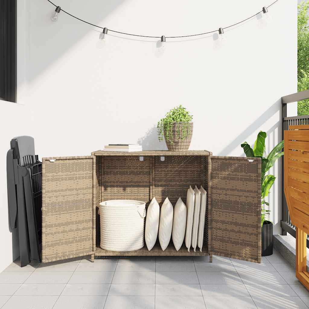 Armadietto Portaoggetti Giardino Beige 83x45x76 Cm Polyrattan