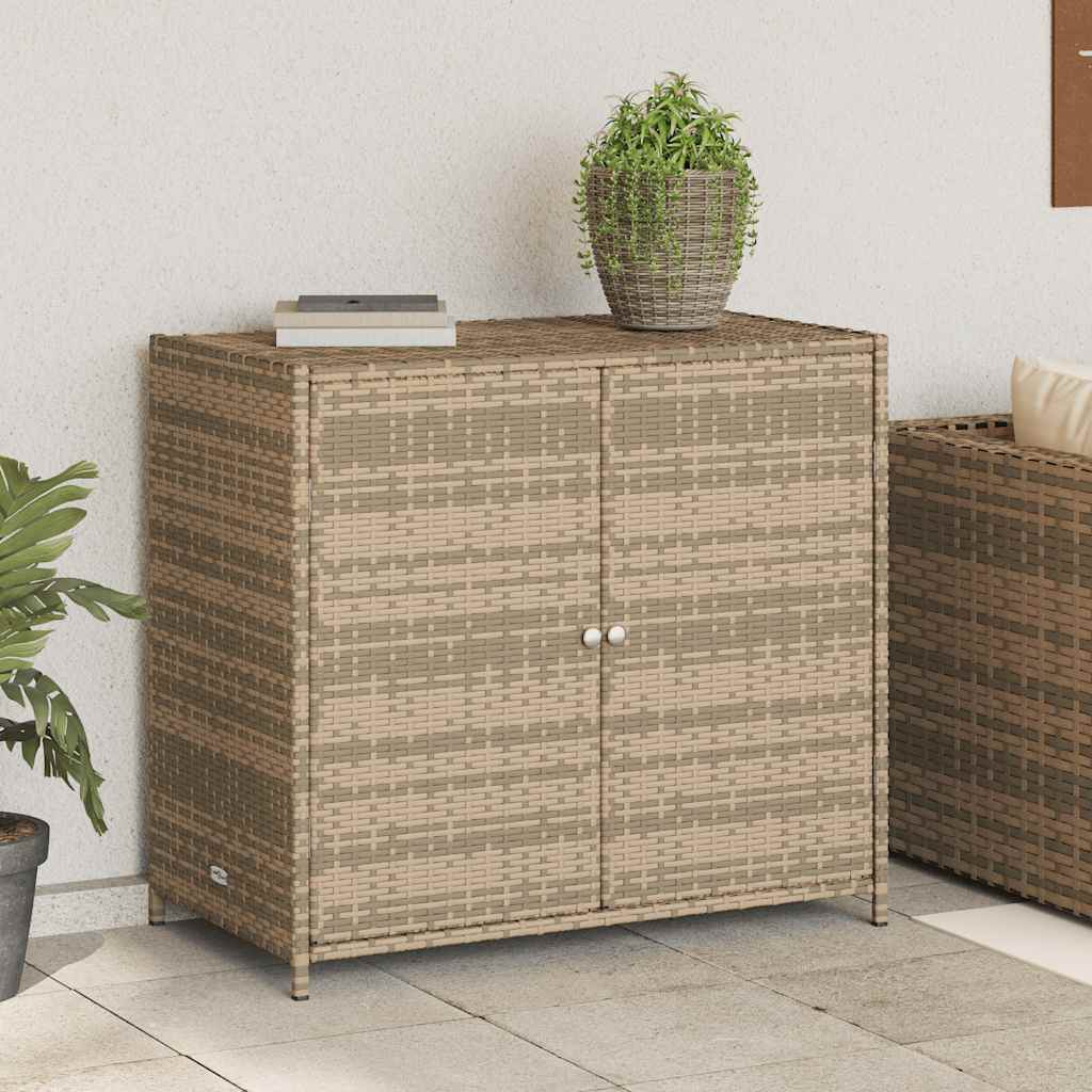 Armadietto Portaoggetti Giardino Beige 83x45x76 Cm Polyrattan - Image 3