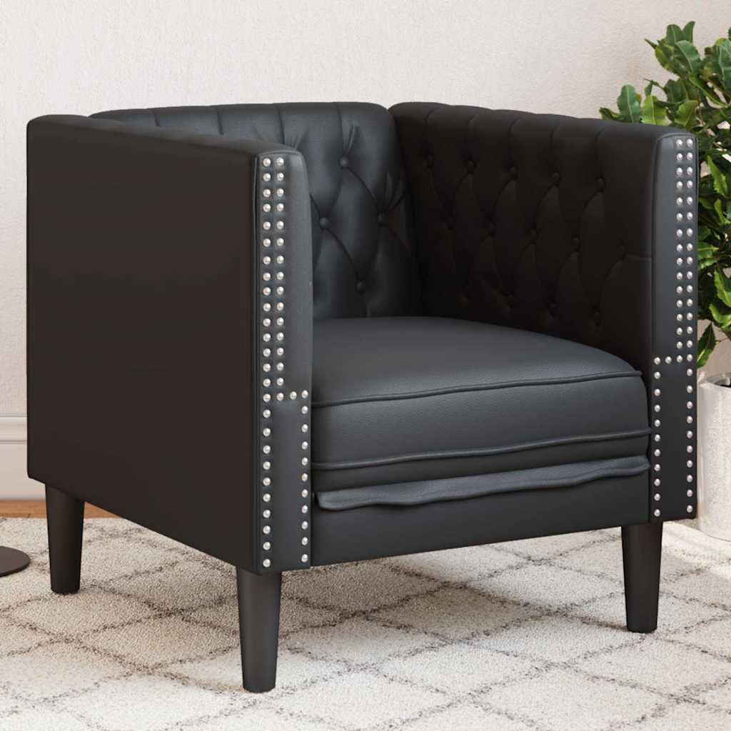 Poltrona Chesterfield Nero 71 X 74.5 X 70.5 Cm Pelle Sintetica