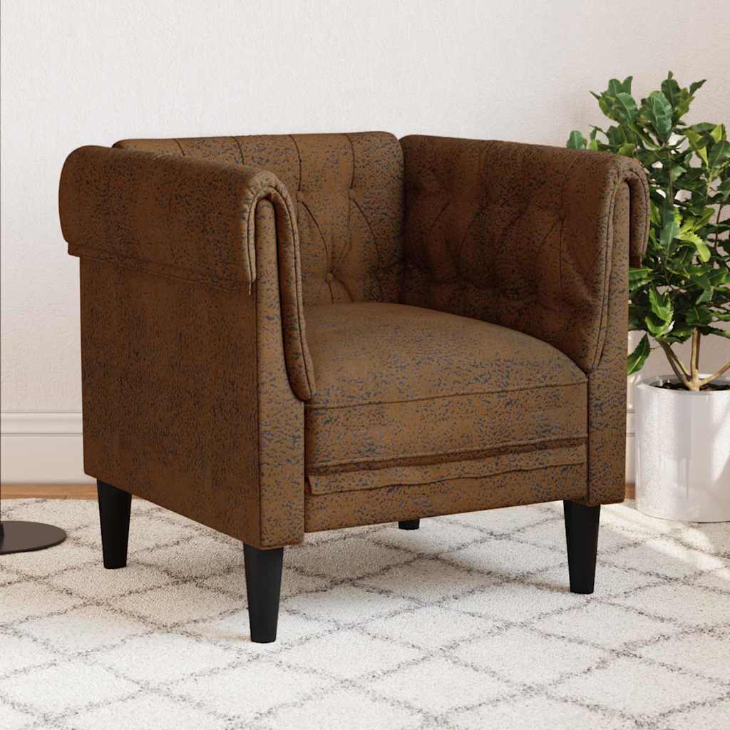 Poltrona Chesterfield Con Cuscino Marrone 78.5 X 74.5 X 74.5 cm