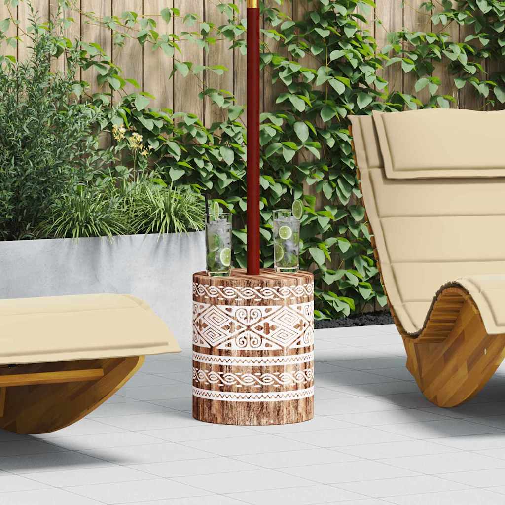 Base Per Ombrellone Bianco Lavato Ø34 X 40 Cm Legno Massello