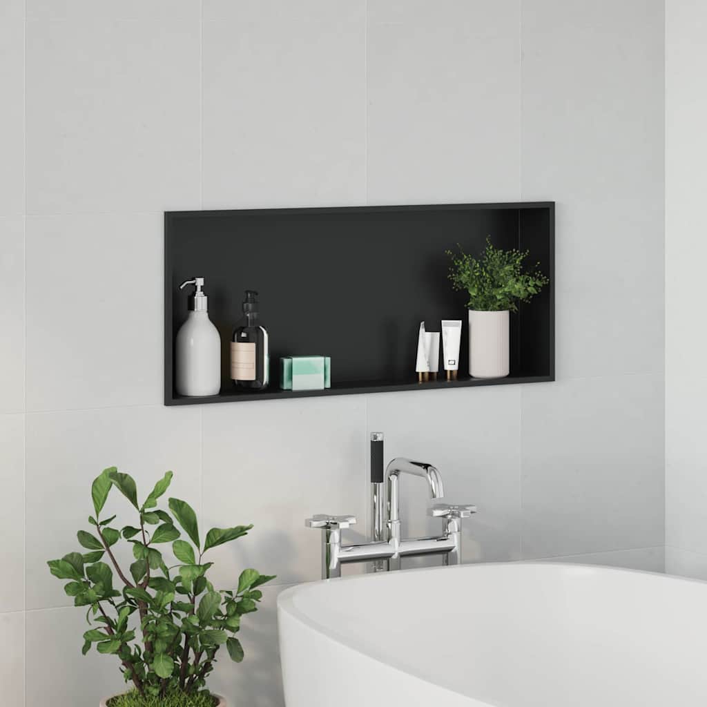Nicchia Per Doccia Nero 75 X 30 X 9.5 Cm Acciaio Inossidabile - Image 4