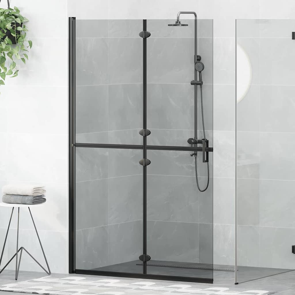 Parete Doccia WalK-In Nero E Trasparente Scuro 120 X 190 cm