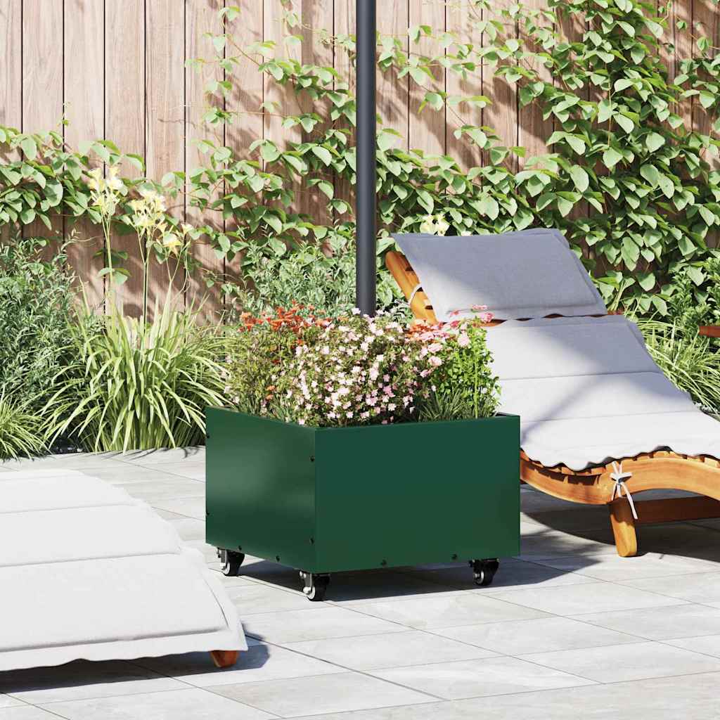 Base Per Parasol Con Vaso Verde 45 X 45 X 45 Cm Acciaio