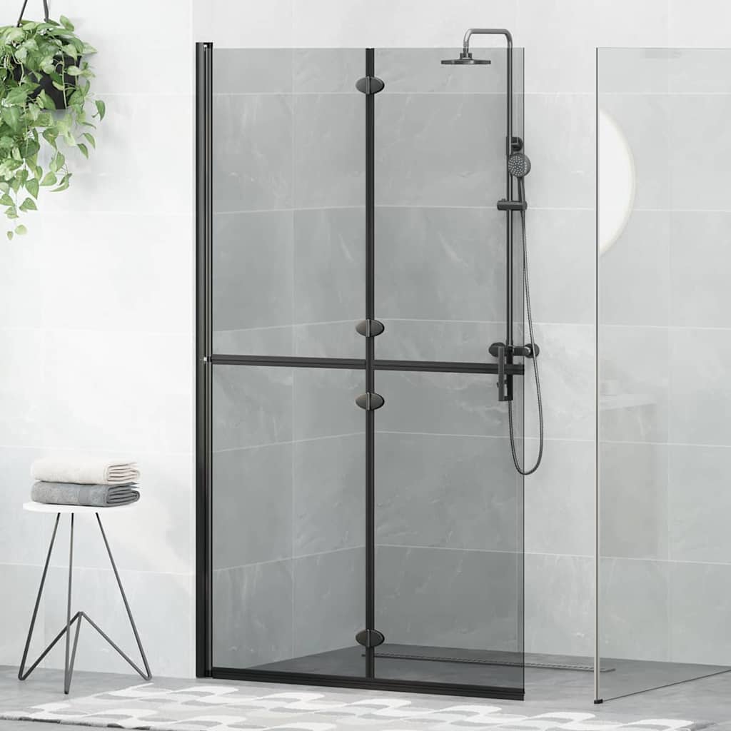 Parete Doccia WalK-In Nero E Trasparente Scuro 110 X 190 cm