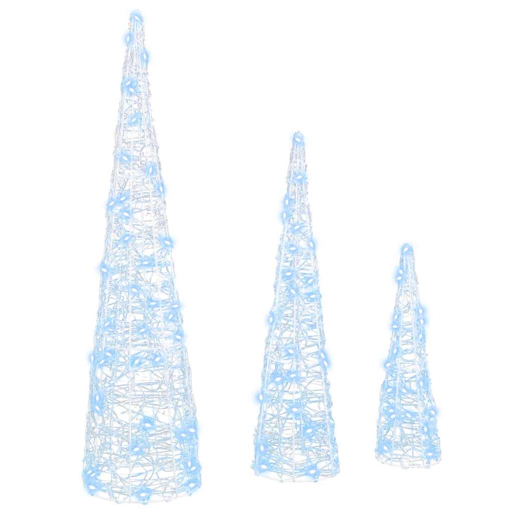 Albero Di Natale 3 Pcs Bianco Freddo 20 X 20 X 80 Cm Acrilico