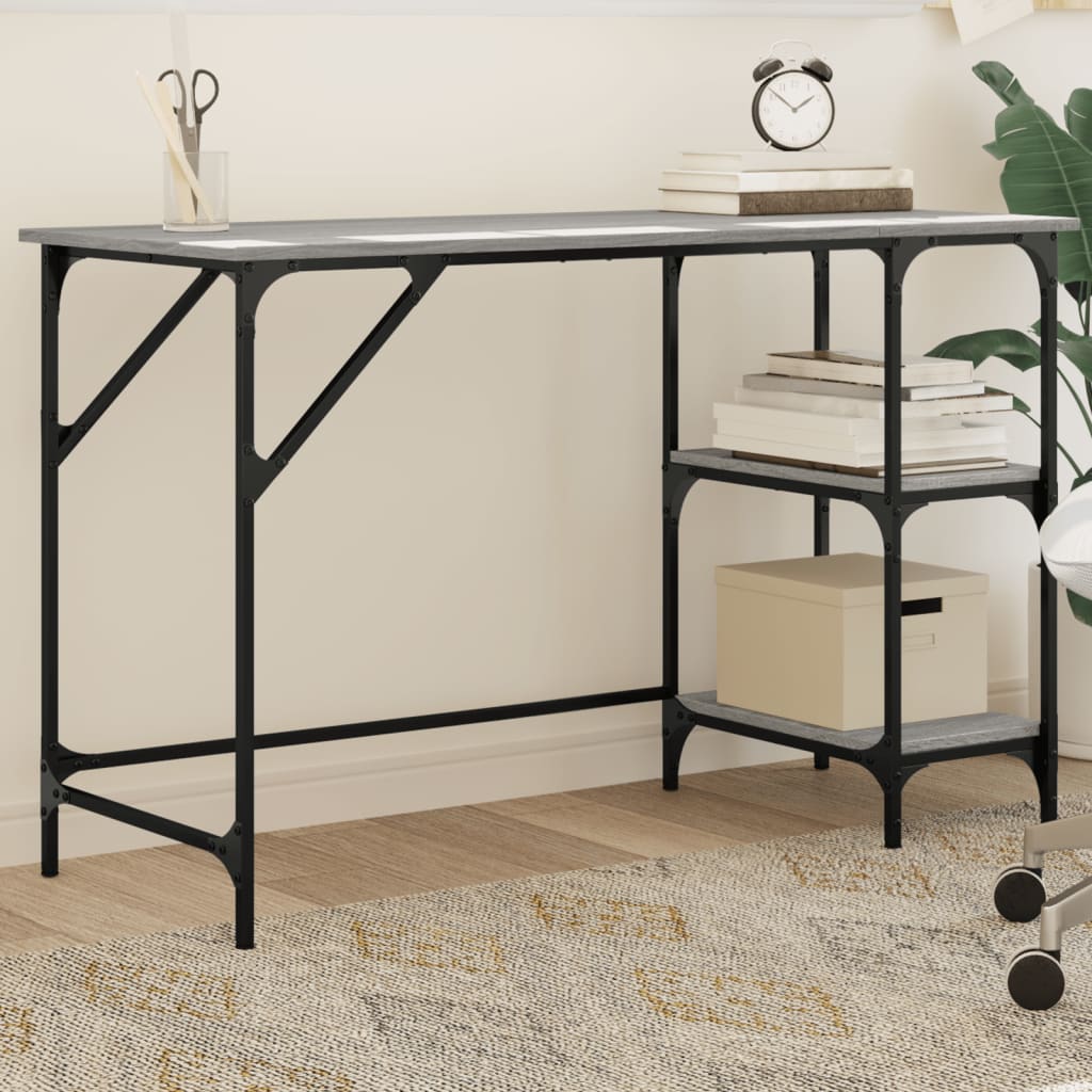 Scrivania Grigio Sonoma 120x50x75cm Metallo E Legno Multistrato
