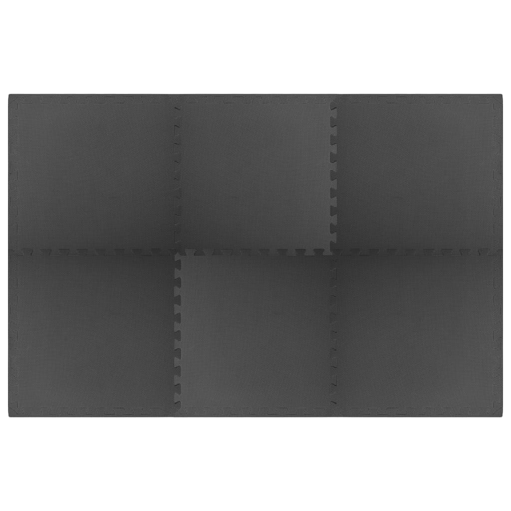 Tappetino A Incastro 6 Pz 2,16 M² In Schiuma Eva Nera