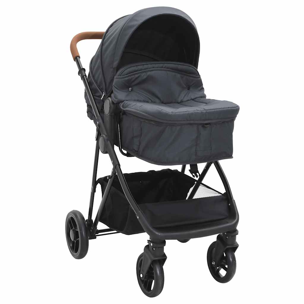 Passeggino 2 In 1 Antracite E Nero In Acciaio