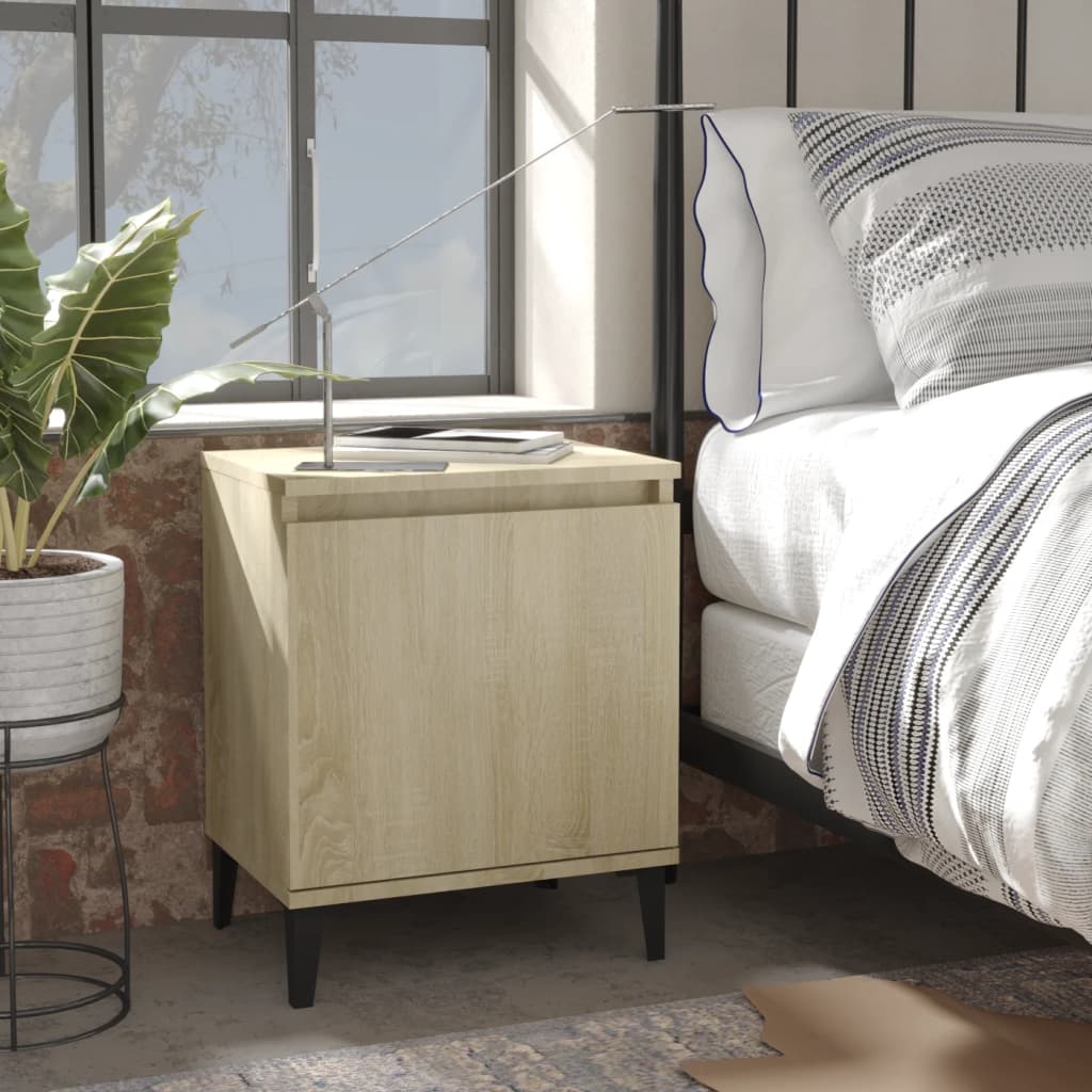 Comodini Con Gambe In Metallo Rovere Sonoma 40x30x50 cm