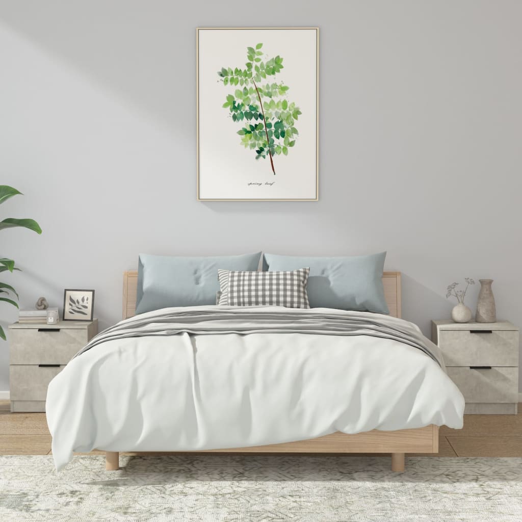 Comodini 2pz Grigio Cemento In Legno Multistrato