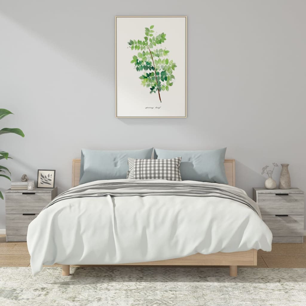 Comodini 2pz Grigio Sonoma In Legno Multistrato
