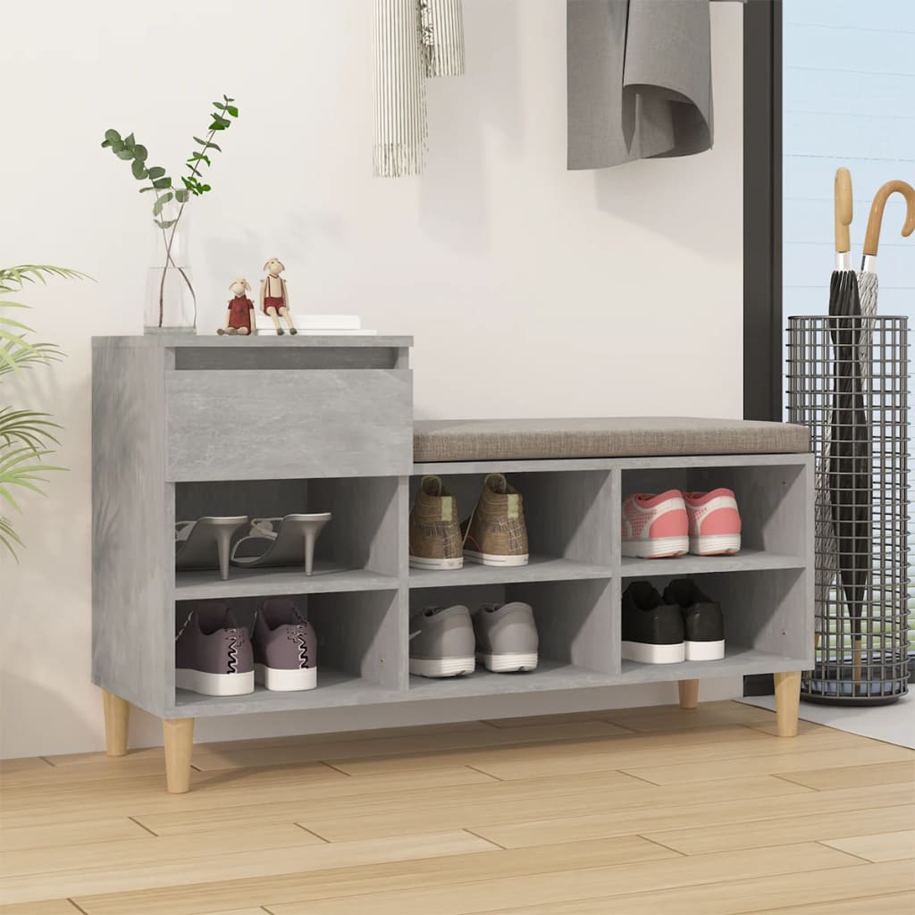 Scarpiera Grigio Cemento 102x36x60 Cm In Legno Multistrato