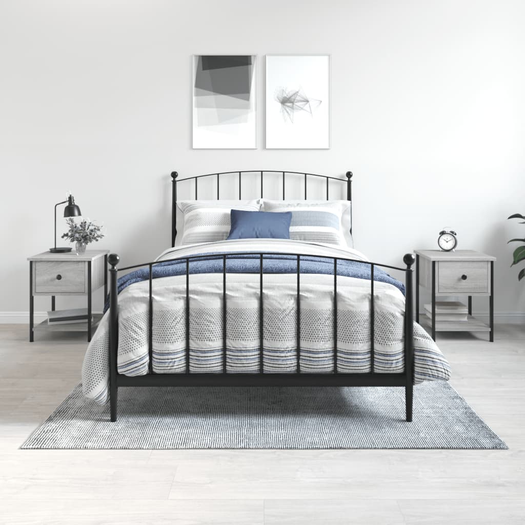 Comodini 2 Pz Grigio Sonoma 34x35,5x45 Cm In Legno Multistrato