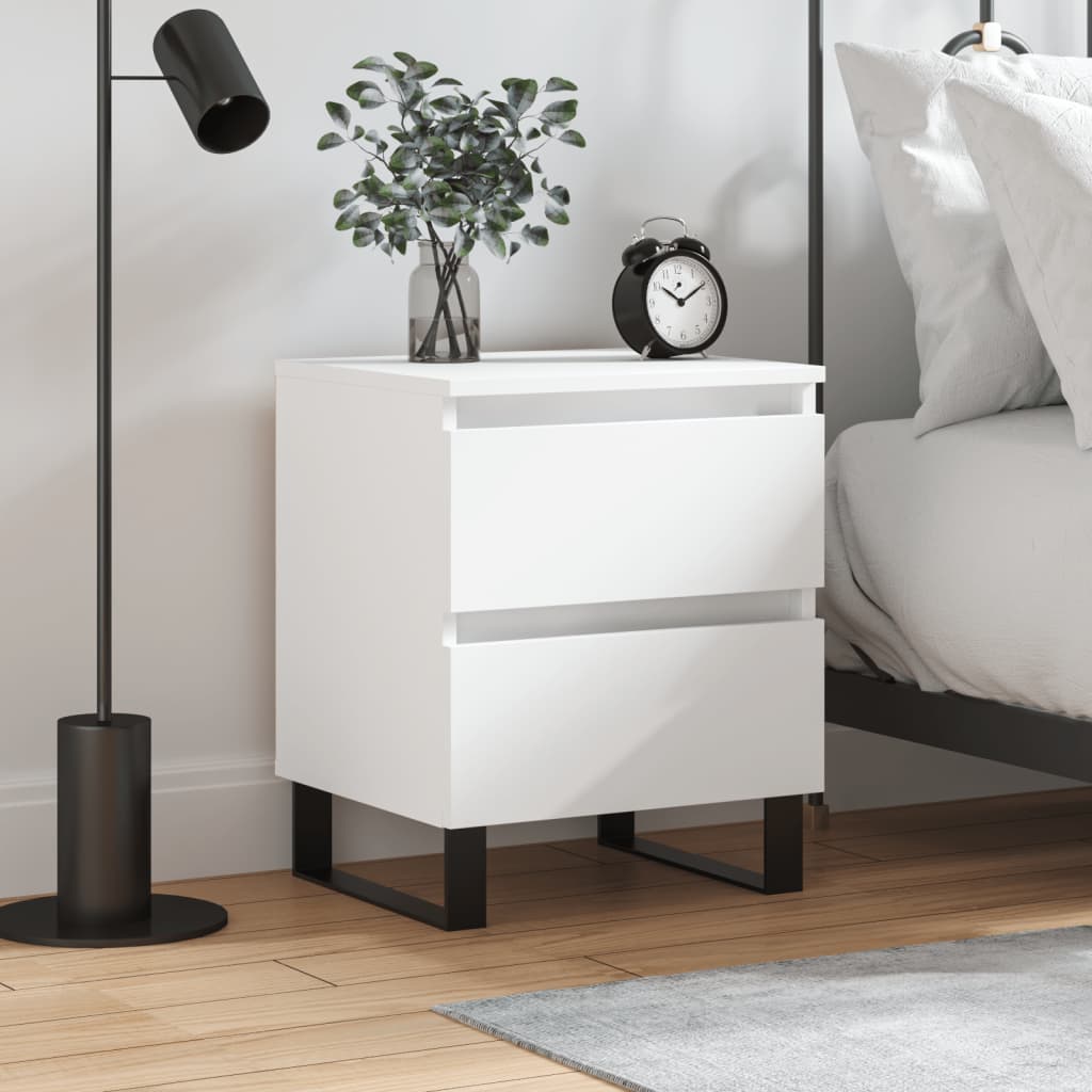Comodino Bianco 40x35x50 Cm In Legno Multistrato
