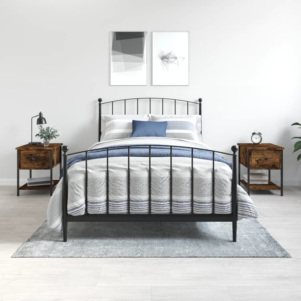 Comodini 2 Pz Rovere Fumo 34x35,5x45 Cm In Legno Multistrato