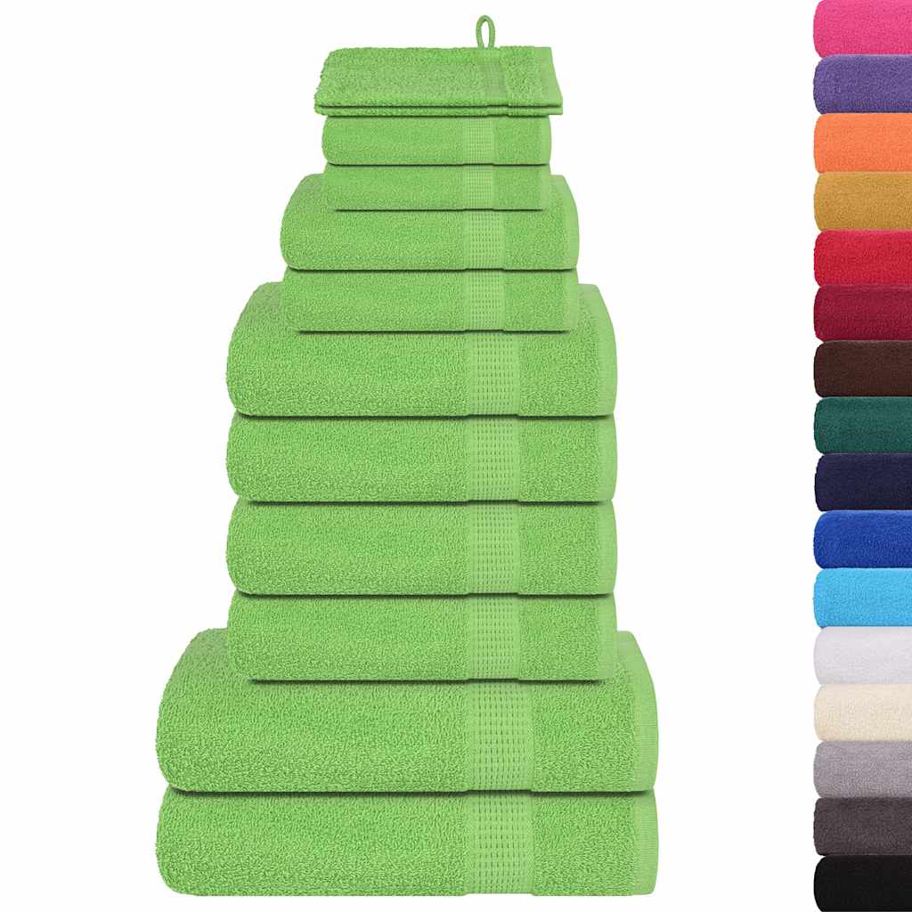 Set Asciugamani 12 Pz Verde Mela 360 Gsm 100% Cotone