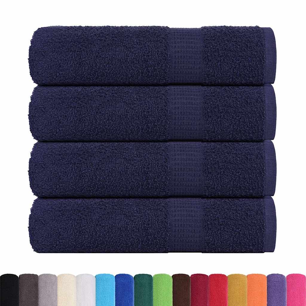 Asciugamani 4 Pz Blu Marino 50x100 Cm 360 G/m² 100% Cotone