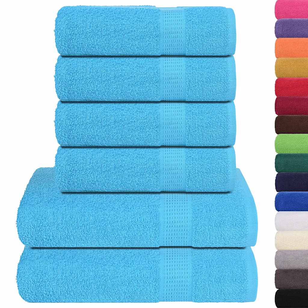 Set Asciugamani 6 Pz Turchesi 360 Gsm 100% Cotone