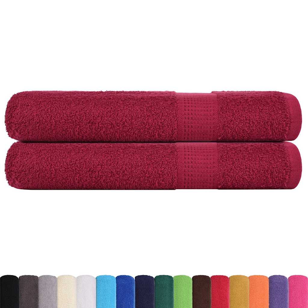 Asciugamani 2 Pz Bordeaux 100x200 Cm 360 G/m² 100% Cotone