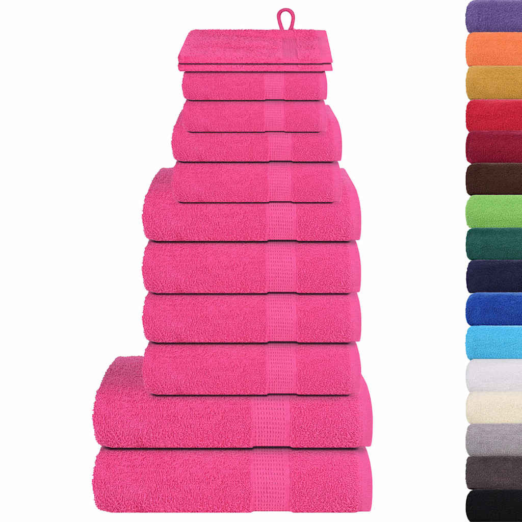 Set Asciugamani 12 Pz Rosa 360 Gsm 100% Cotone