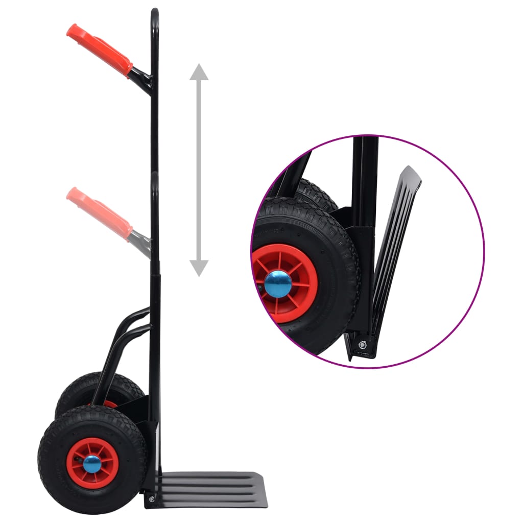 Carrello A Mano Telescopico 200 Kg Nero E Rosso - Image 3