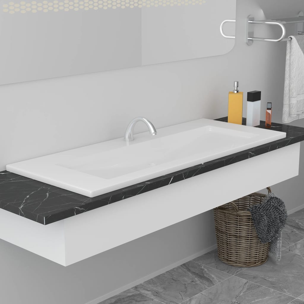 Lavabo Da Incasso 101x39,5x18,5 Cm In Ceramica Bianco