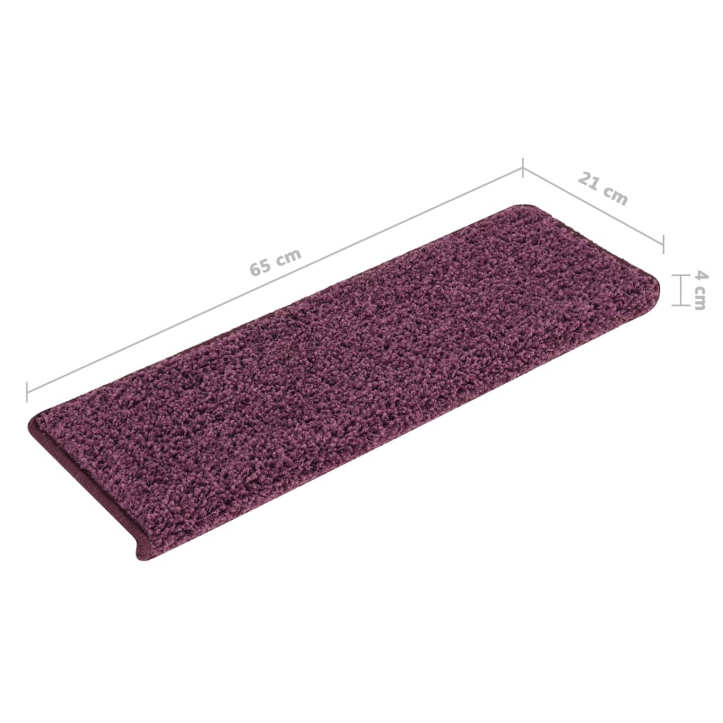 Tappetini Per Scale 15 Pz 65x21x4 Cm Viola Scuro Con Bordo Rettangolare - Image 5