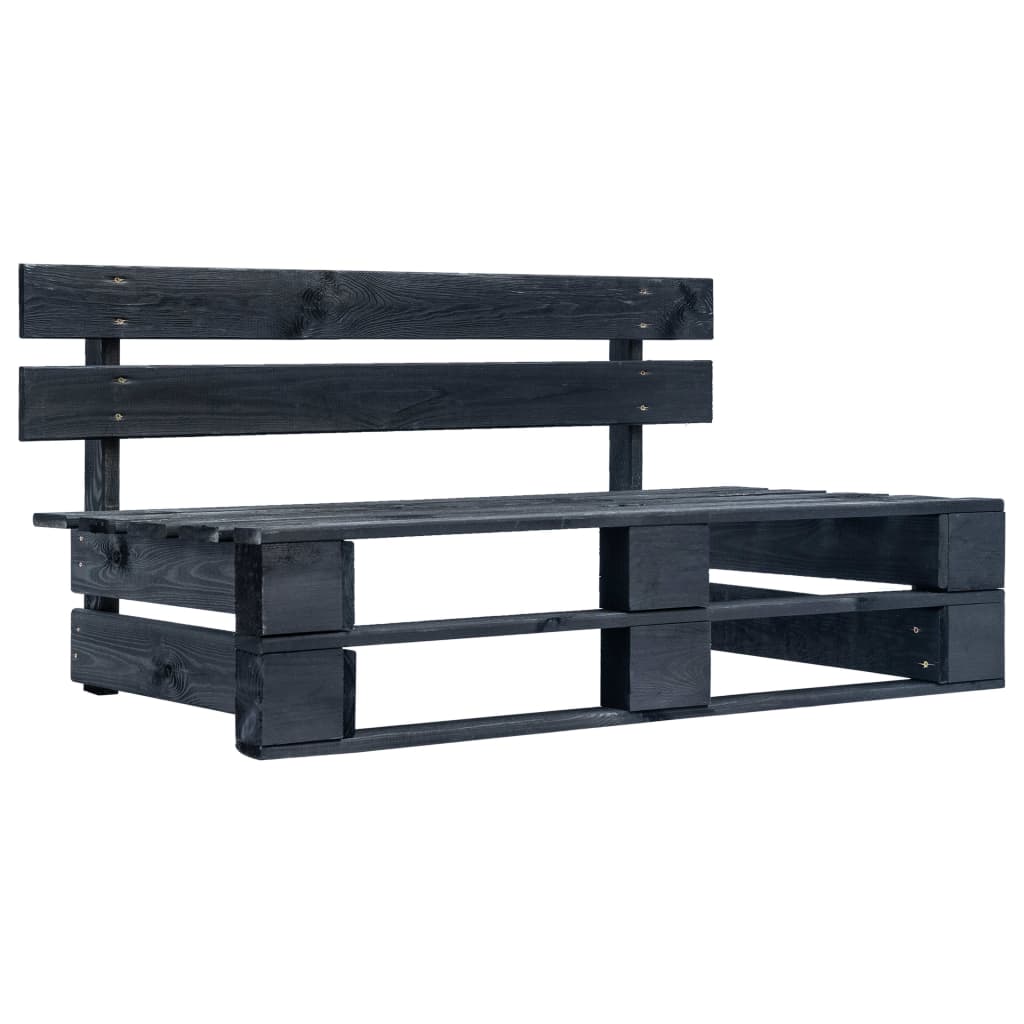 Divano Centrale Giardino Su Pallet Nero Legno Pino Impregnato