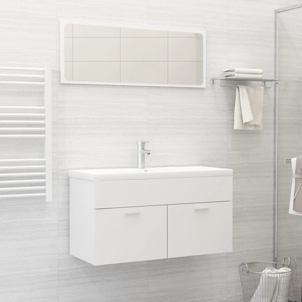 Set Mobili Da Bagno Bianco In Truciolato