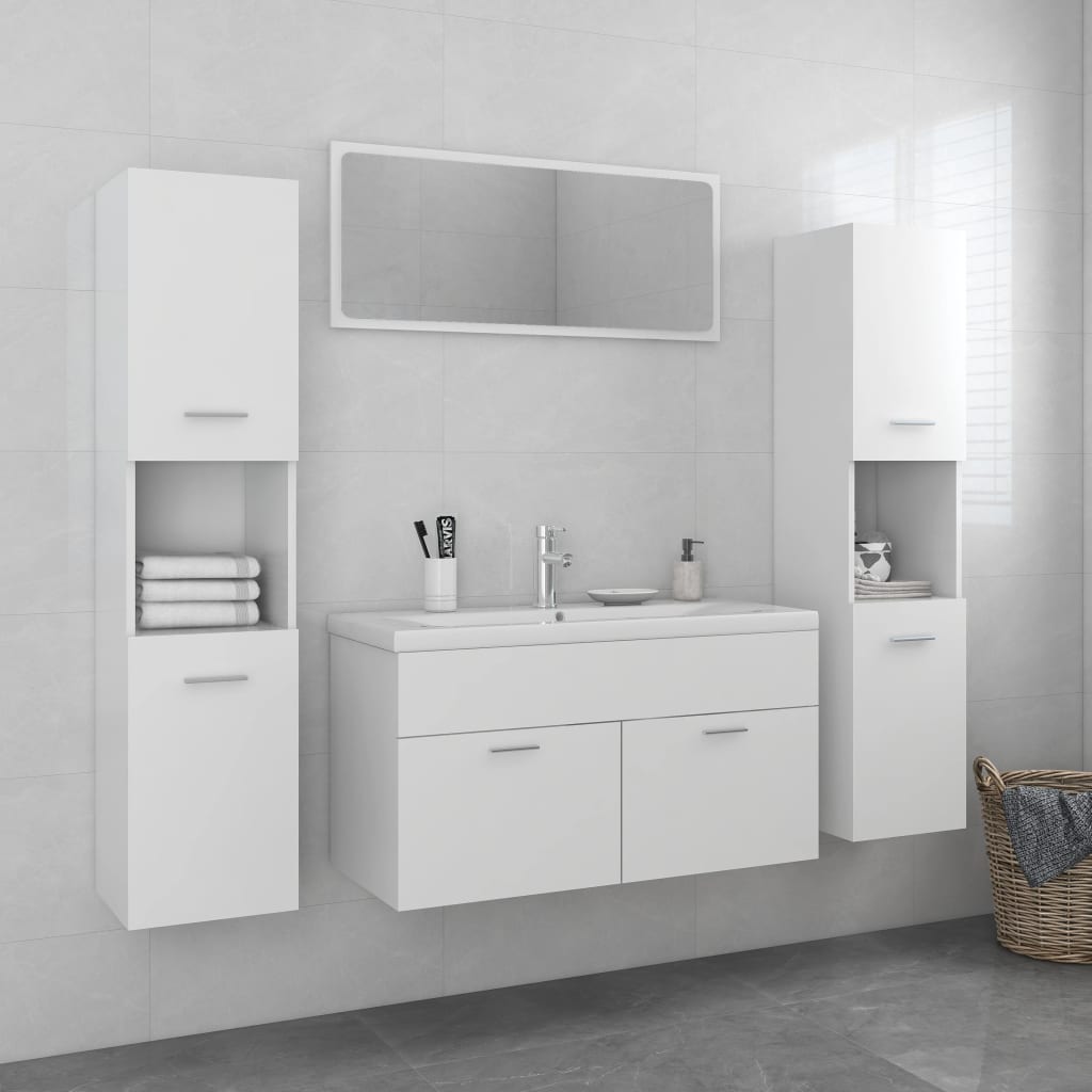 Set Mobili Da Bagno Bianco In Legno Multistrato