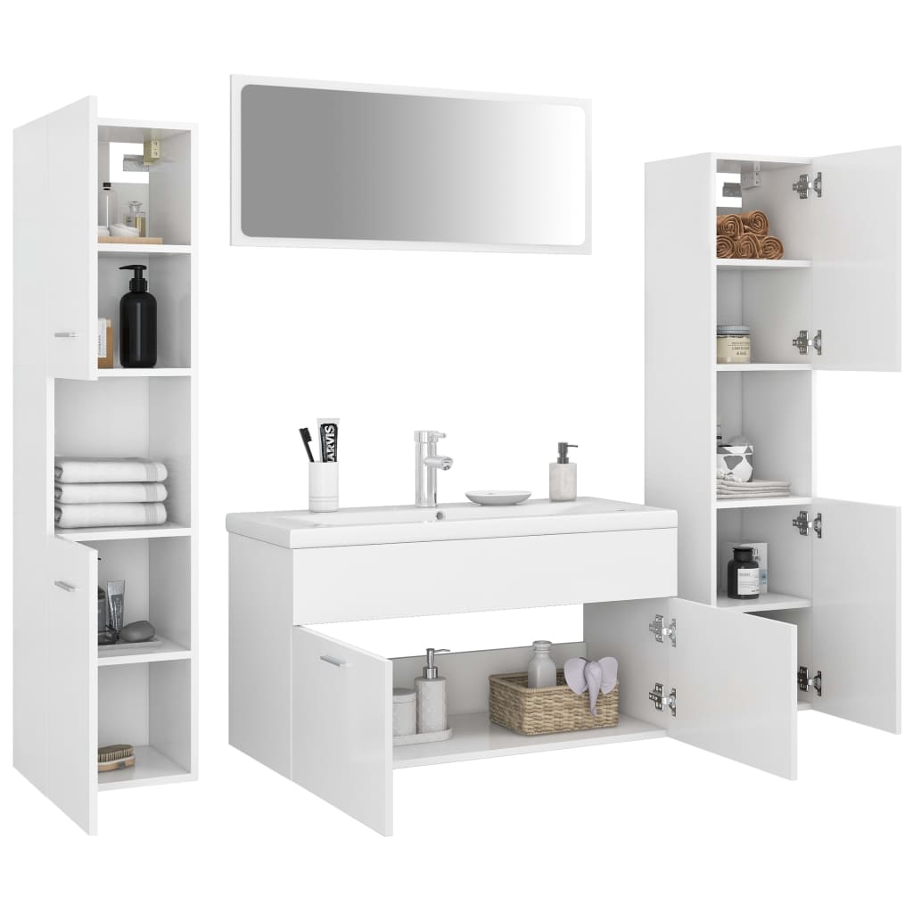 Set Mobili Da Bagno Bianco In Legno Multistrato - Image 3